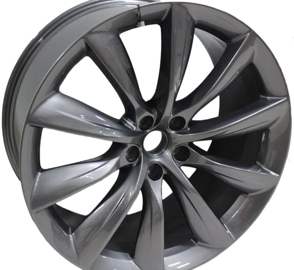 22x9/10 Staggered Tesla Model S Model X Gloss Gunmetal Updated Twist Spoke Style Wheels