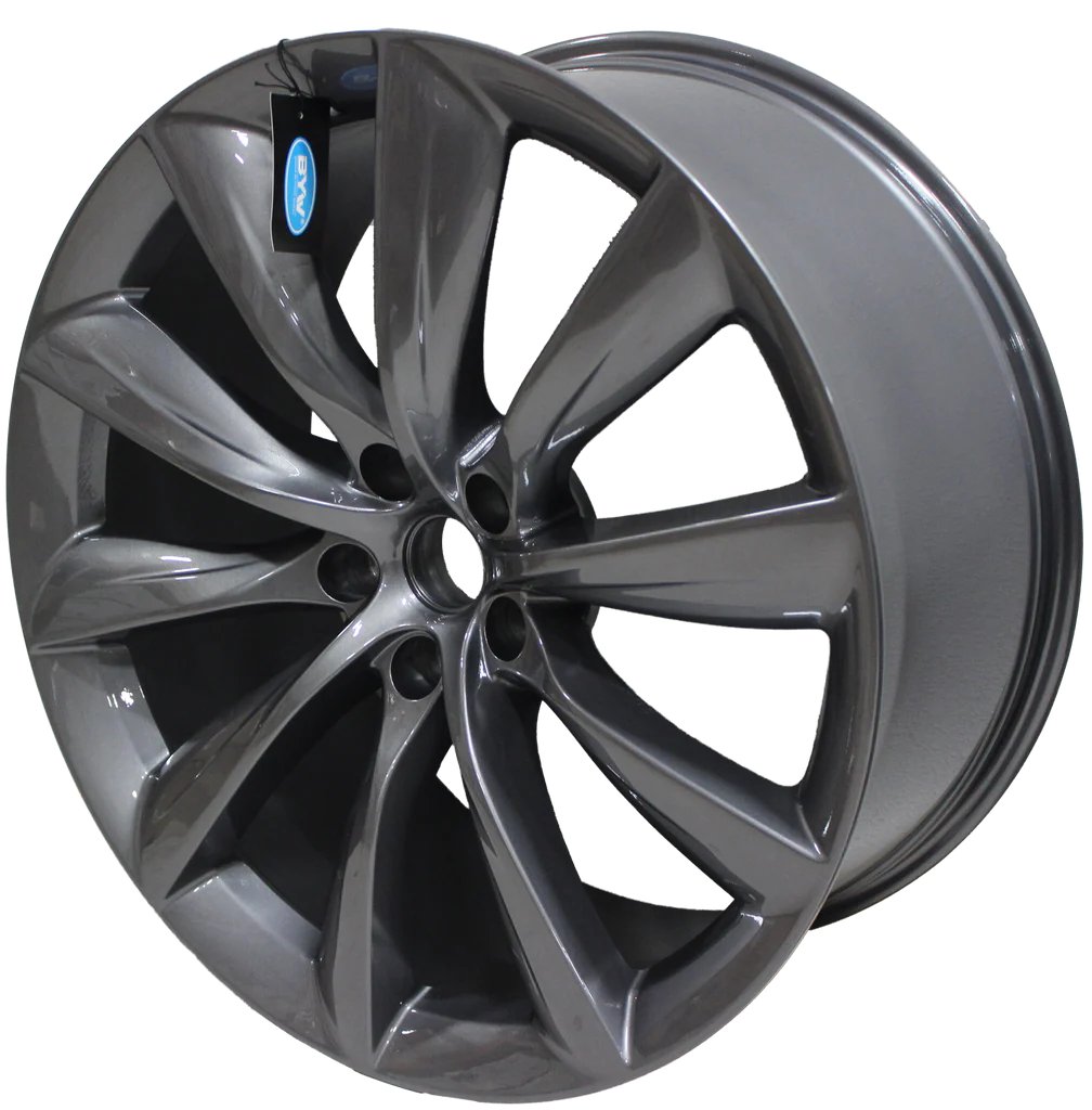 22x9/10 Staggered Tesla Model S Model X Gloss Gunmetal Updated Twist Spoke Style Wheels