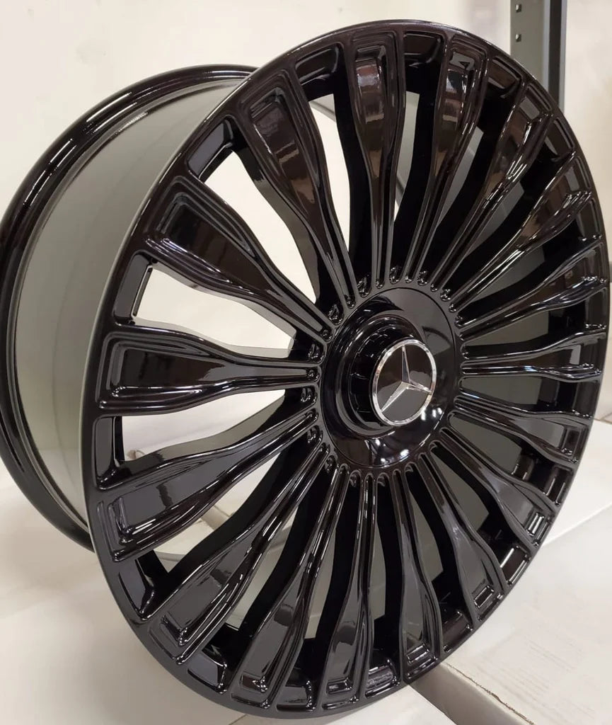 22 Inch Rims Fit Mercedes S580 S600 S560 S500 S550 S63 S400 S450 S350 S Class Maybach Style Gloss BlackWheels