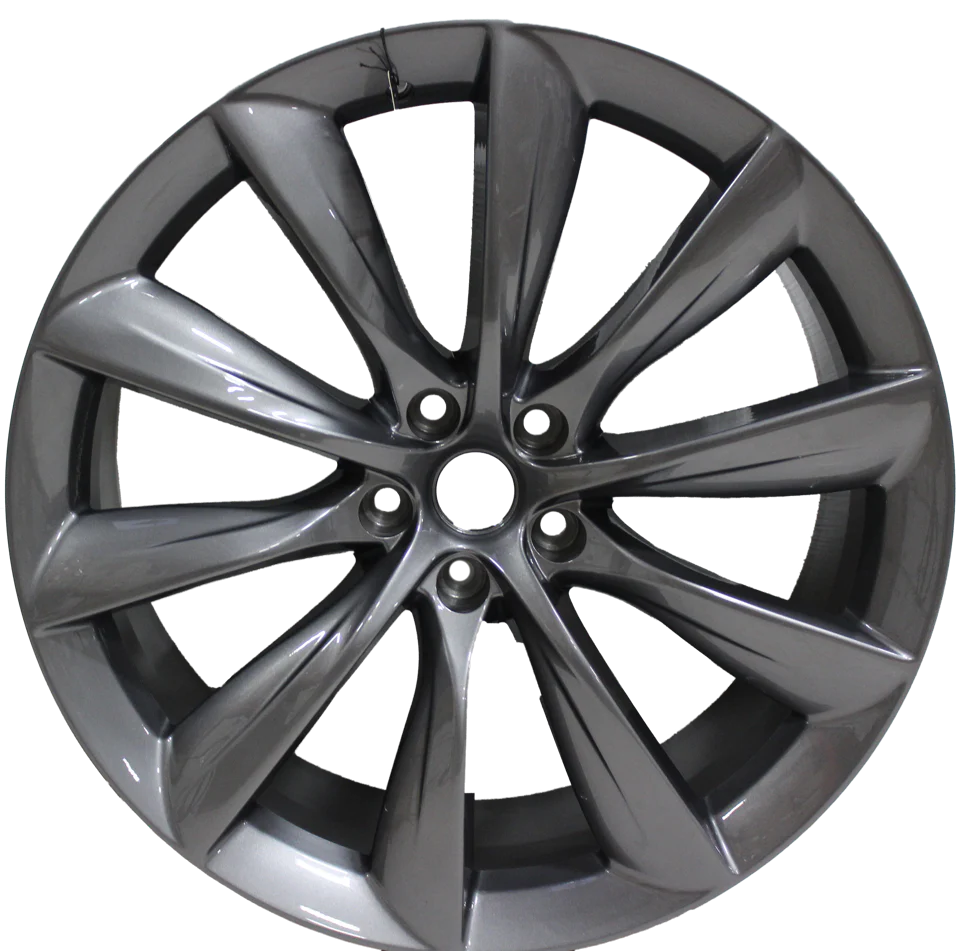 22x9/10 Staggered Tesla Model S Model X Gloss Gunmetal Updated Twist Spoke Style Wheels